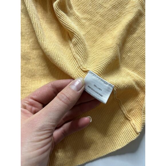 Eileen Fisher Sweater Womens Medium Cardigan 100% Linen Yellow Lightweight - Picture 4 of 6
